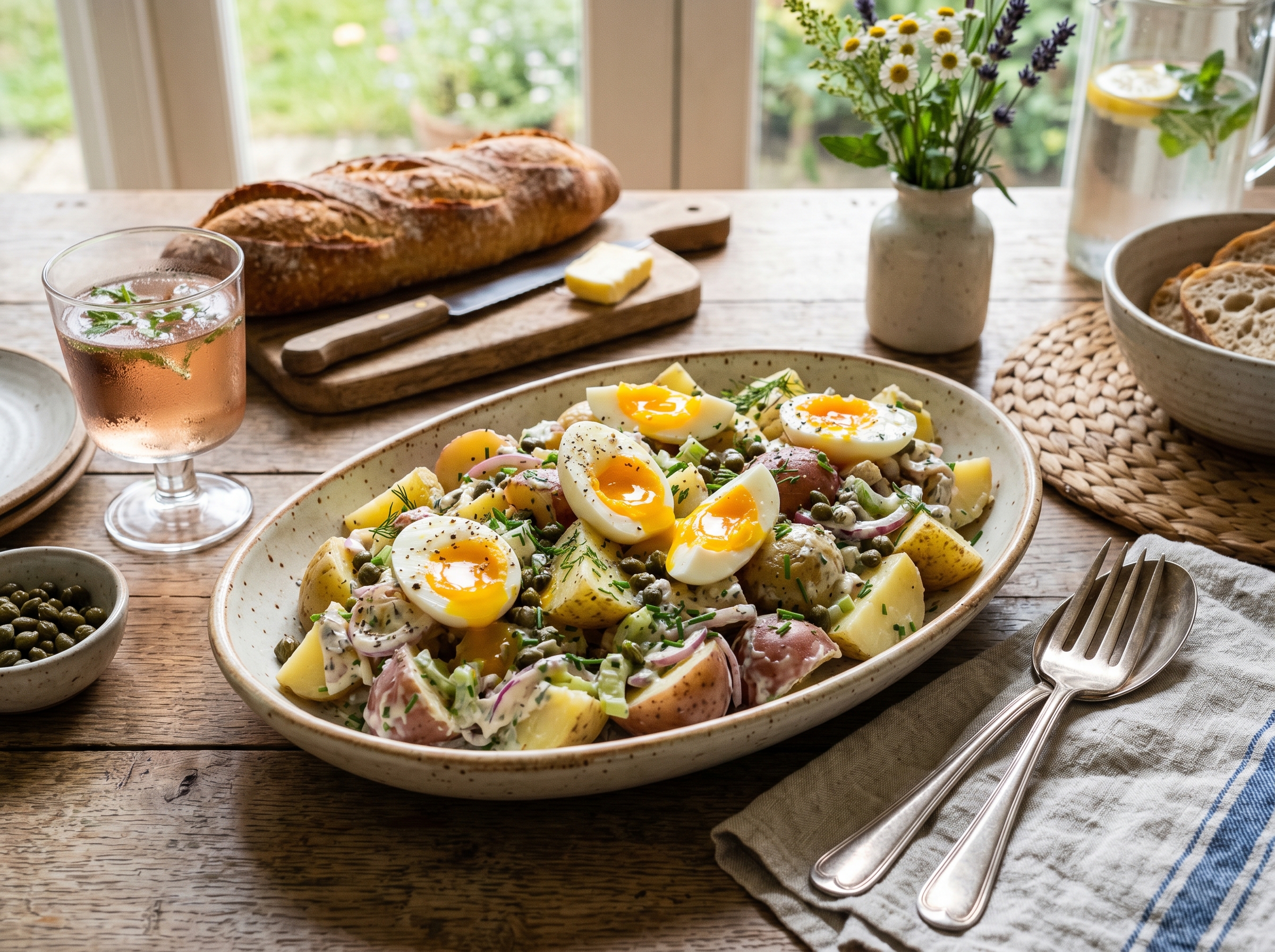 Rustic potato salad with creamy
