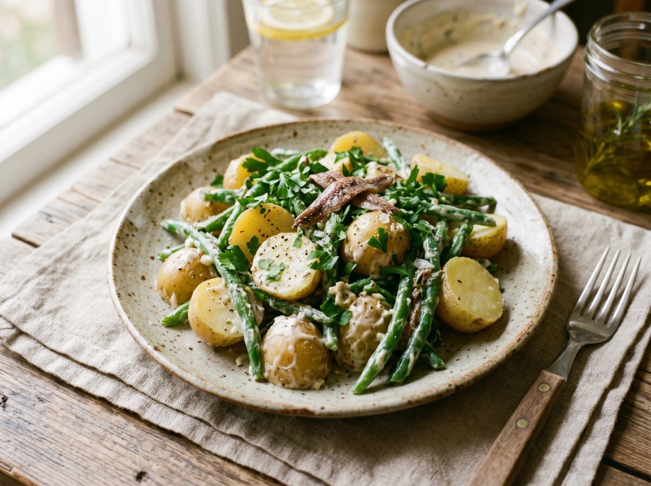 Warm potato and green bean