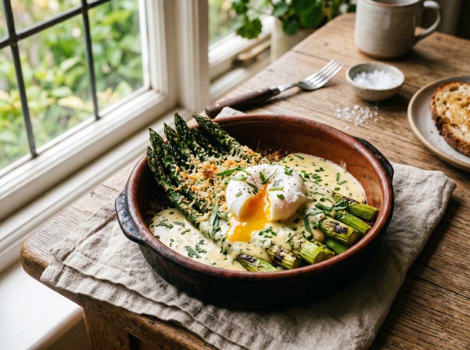 Grilled green asparagus