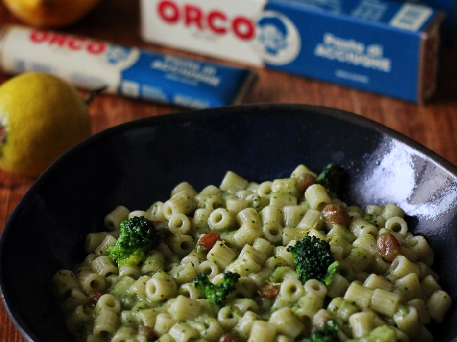 Tubetti Pasta with Broccoli, Raisins and Anchovy Paste